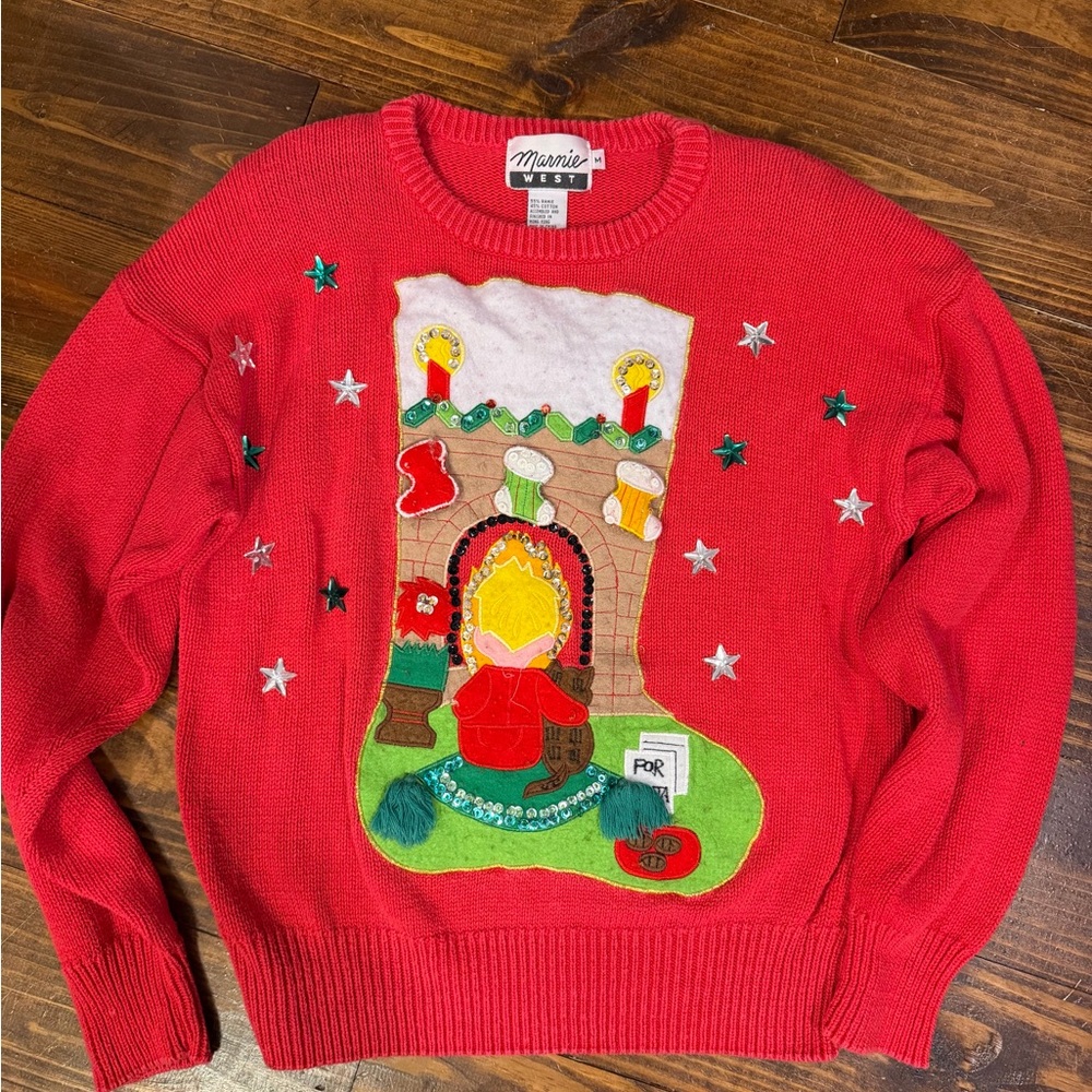 Vintage Marnie West Festive Red Christmas Sweater